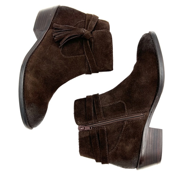 Sofft Tamala Bootie Dark Brown Suede Fringe Tassel Boho Size 8 - Picture 5 of 11